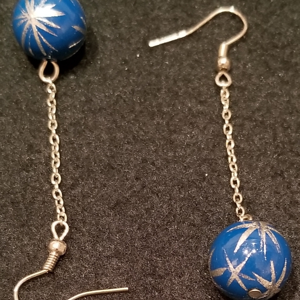 Blue and Silver Shimmery Earrings. New.